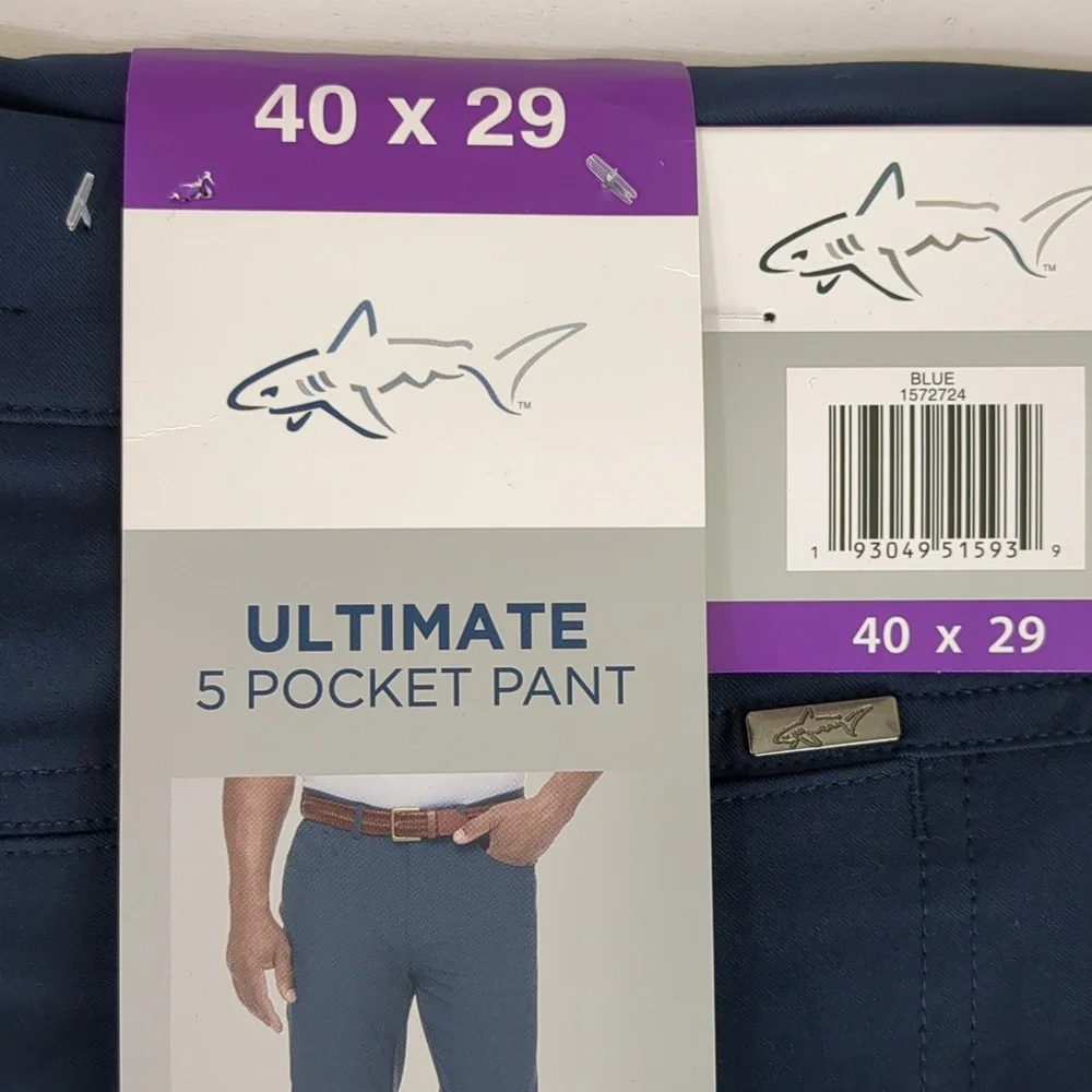 Greg Norman Ultimate 5 Pocket ML 75 Navy Pants Sz 40 x 29
